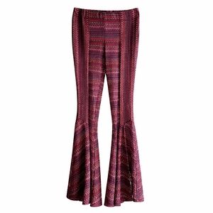 FP Free People Small Boho Printed Knit Flare Pants 70s Festival Bell Bottom S